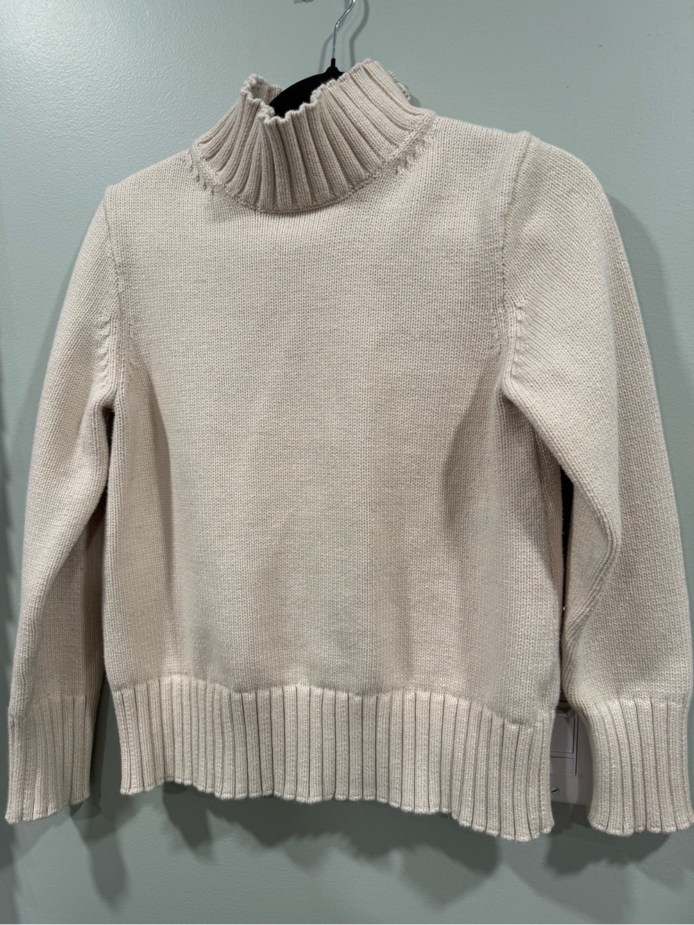 J. Crew Cream Ribbed Turtleneck Sweater